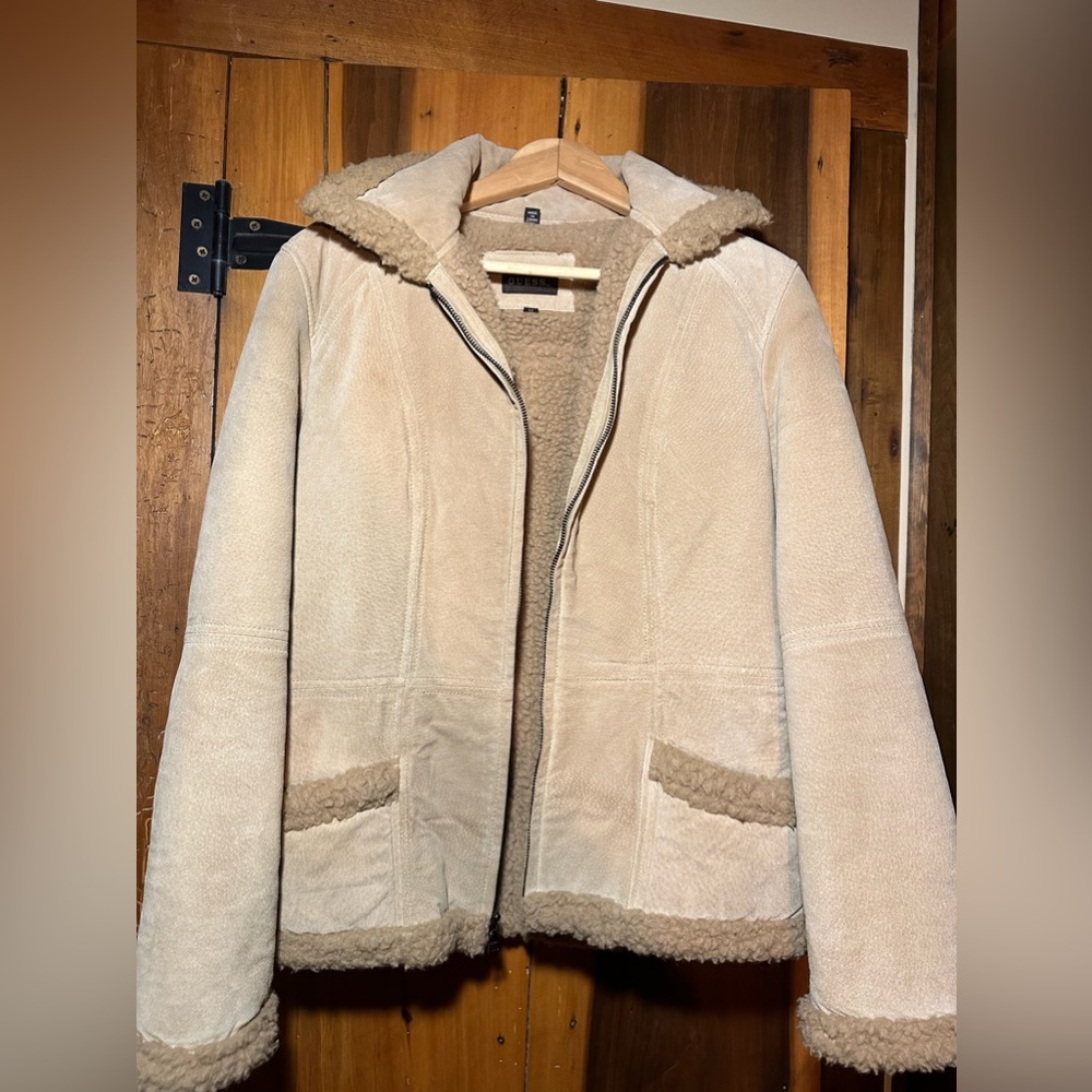GUESS - Genuine leather and wool lined barn jacket